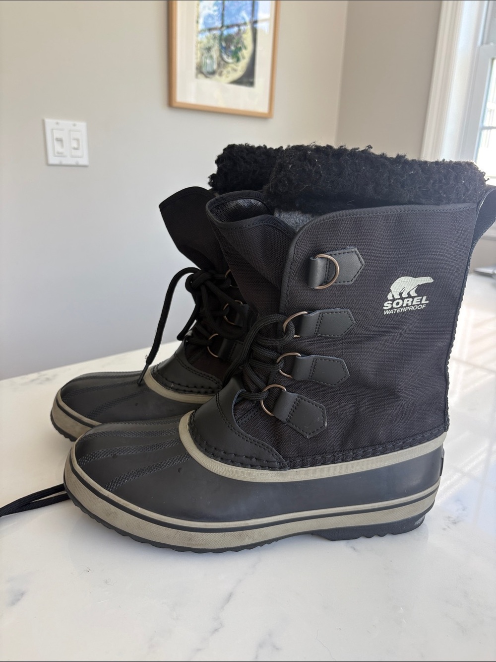 Sorel Mens Black Waterproof Insulated Snow Boots